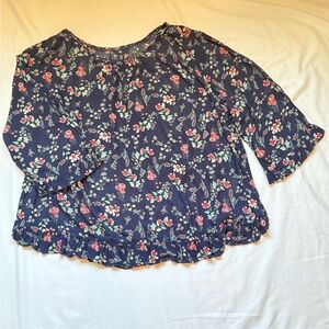 Gap Navy Floral Blouse